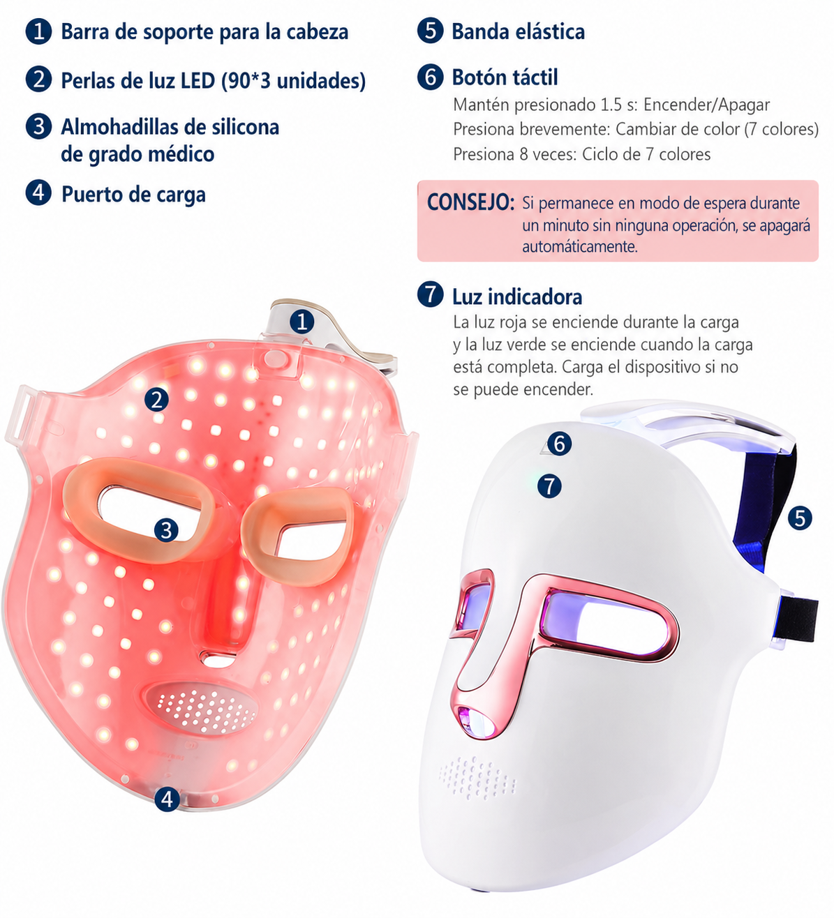 Máscara LED 7 Colores