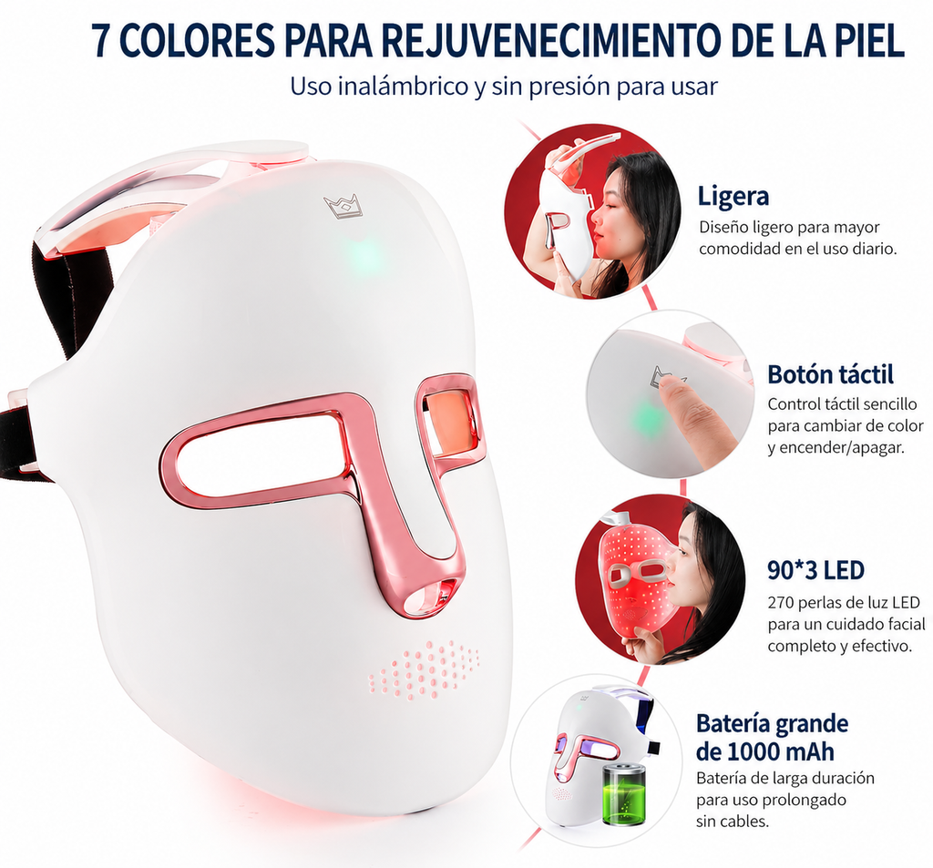 Máscara LED 7 Colores